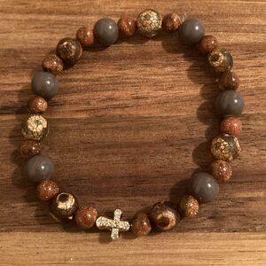 Elegant Beaded Bracelet with Cross Charm